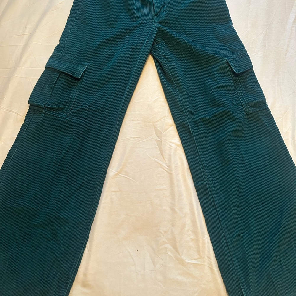 Teal Corduroy Cargo Pants